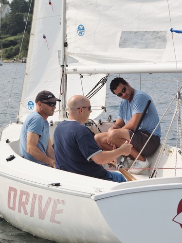 Paul Tingley and crew aboard Warp Drive heading out to the course - Chester Race Week 2012, Paul Tingley sets sail for the Paralympics © Greg Nicoll